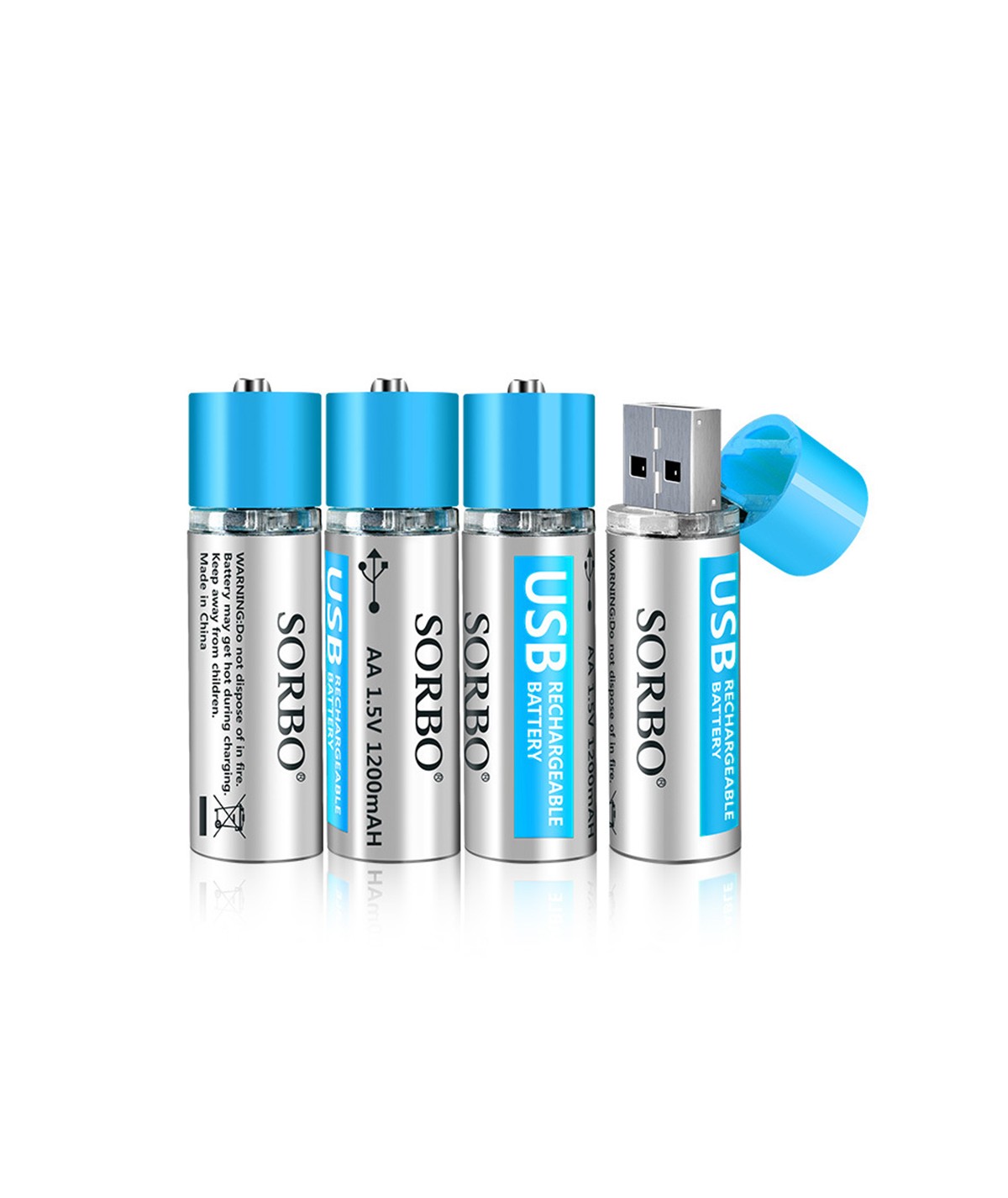 enfermero Banco puenting USB Rechargeable AA Battery (x4) Color Blue